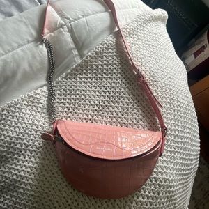 Balenciaga souvenirs bag XXS Embossed croc varnished calf baby pink